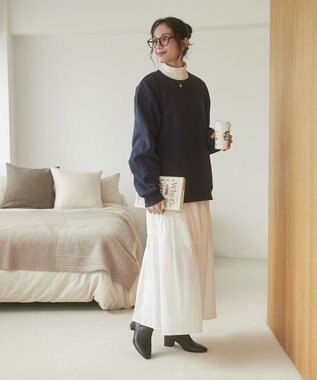 WEGO 【ユニセックス着用ITEM/裏起毛】リラックスフィットスウェットプルオーバー ネイビー