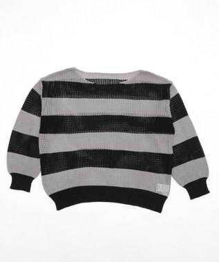 WEGO オフショルメッシュニット グレーボーダー