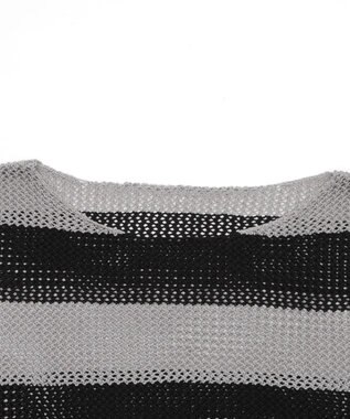 WEGO オフショルメッシュニット グレーボーダー