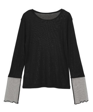 earth music&ecology シアースリーブプルオーバー Black