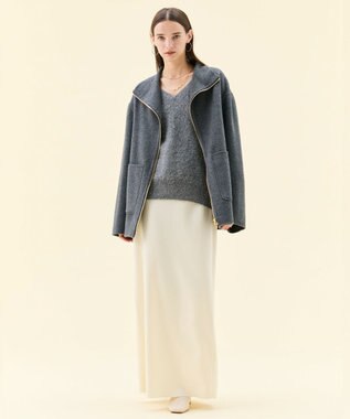 BEIGE， 【VERY NaVY12月号掲載】MONTAIGNE / イージーウエストウールロングスカート Bone