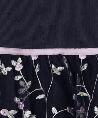 ANY KIDS 刺繍チュールガーリー ワンピース ネイビー