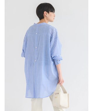 AMERICAN HOLIC イージーケア＋接触冷感　Ｗポケットシャツチュニック Stripe Navy