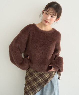 earth music&ecology Ｗフェイスシャギープルオーバー Brown