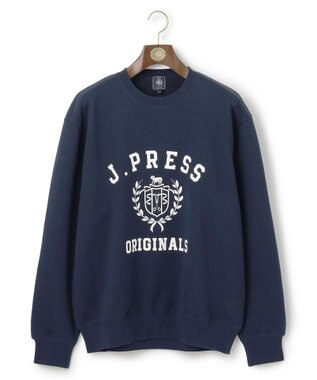 J.PRESS MEN 【J.PRESS ORIGINALS】【UNISEX】Supima Recycle Cotton CREST Logo Sweat ネイビー系
