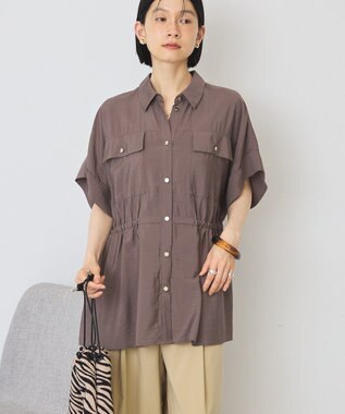 AMERICAN HOLIC メタルボタンウエストドロストシャツ Brown
