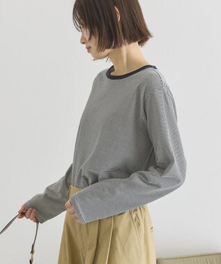 AMERICAN HOLIC シアーカラーボーダープルオーバー Dark Navy