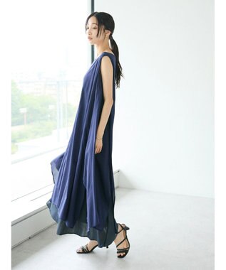 CRAFT STANDARD BOUTIQUE インド綿混フレアワンピース Navy