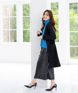 Tiaclasse 【洗える】洗練された女性スタイルを叶えるフェイクレザーワイドパンツ ブラック