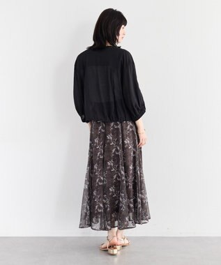 YECCA VECCA ボタニカル柄シアーロングスカート Charcoal Gray