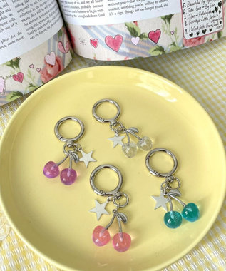 WEGO カラークリアチェリーキーホルダー ブルー