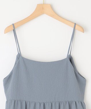 組曲 【WEB限定】クレープストレッチ ティアードキャミワンピース ダスティブルー系