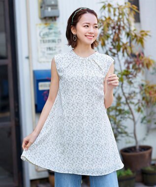 Tiaclasse L 【洗える】体型カバーも叶うAラインギャザーチュニックブラウス グレー