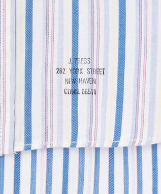 J.PRESS MEN オーガニックコットンダブルチューブマルチストライプシャツ ブルー系1