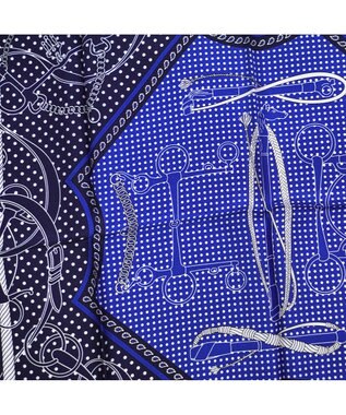 Marca ＜秋の新作＞【Marcaオリジナル】水玉&ベルト 小判 シルクツイル スカーフ ネイビー