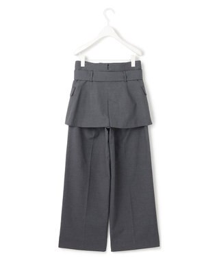 ICB L 【接触冷感・UVケア・撥水・洗える】LooseWeave  スカートレイヤードワイドパンツ チャコール系