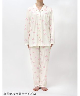 Wing パジャマ 綿100%(本体) 3Lまで対応 大きいサイズ 長袖 長ズボン レディース EP7049 ウイング／ワコール ピンク