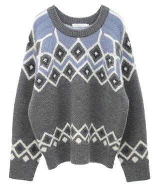 AMERICAN HOLIC フェアアイル柄ニットプルオーバー Gray Mixture