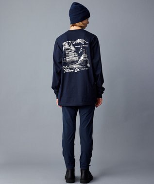 JOSEPH ABBOUD MOUNTAIN LONG SLEEVE FRONTIER GRAPPHIC T-SHIRT ネイビー ネイビー系