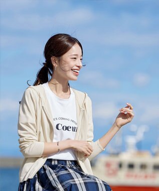 Tiaclasse L 【小倉優子さん着用】【洗える】サマーニットショートパーカー ライトベージュ