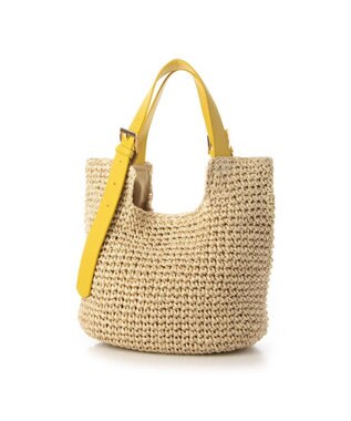 UNBILLION cachecache ベルトハンドルベーシック手編みトートバッグ イエロー