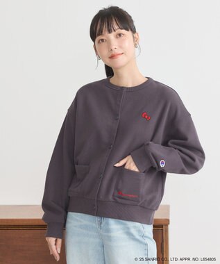 earth music&ecology チャンピオン　ハローキティ×ｅｍａｅ裏毛カーディガン Charcoal Gray