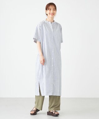 SHARE PARK LADIES フレンチスリーブガウンワンピース ブルー系1