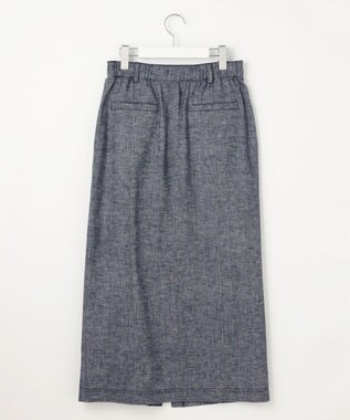 自由区 【洗える】コットンリネンシャンブレー スカート インディゴ系