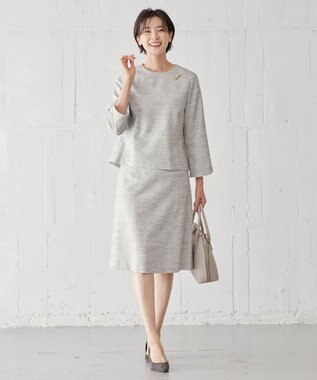 J.PRESS LADIES ライトツイードストレッチ スカート ライトグレー系1