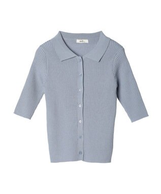 earth music&ecology リブコンパクトカーディガン Blue