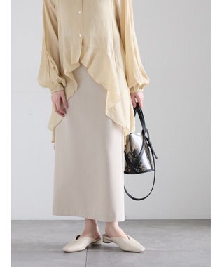 Te chichi 【雑誌掲載アイテム】ダブルクロスイージーナロースカート ベージュ
