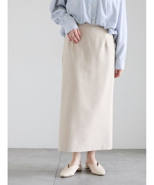 Te chichi 【雑誌掲載アイテム】ダブルクロスイージーナロースカート ベージュ