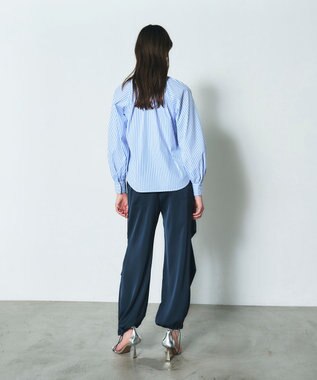 GRACE CONTINENTAL ボウタイギャザートップ ストライプ