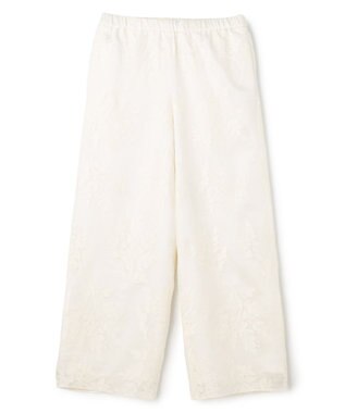 UNFILO L 【ウエストゴム】ボタニカル エンブロイダリー パンツ エクリュ