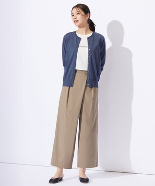 J.PRESS LADIES L 【洗える】レーヨンエリートストレッチ クルーネック カーディガン ブルーグレー系