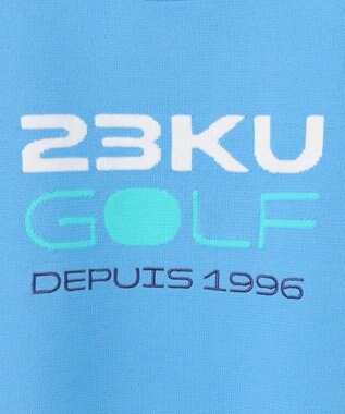 23区GOLF 【WOMEN】【ウォッシャブル】ロゴインターシャ ポリエステルニット スカイブルー系