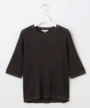 自由区 L 【カタログ掲載・アンサンブル対応・洗える】グリッターリブプルオーバー ニット ダークブラウン