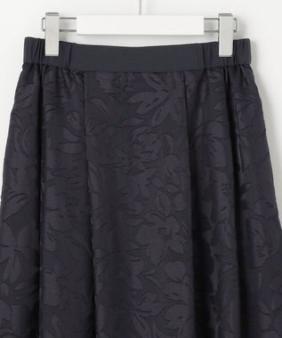 自由区 L 【セットアップ対応・洗える】フラワーオパールタックフレア スカート ネイビー