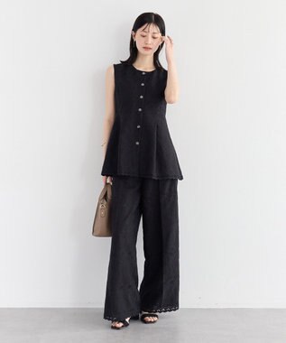 YECCA VECCA 刺繍ペプラムジレ Black