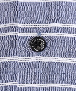 JOSEPH ABBOUD 【キングサイズ・リネンブレンド】コットンリネン ボイルコード 七分袖 バンドカラー シャツ サックスブルー系1