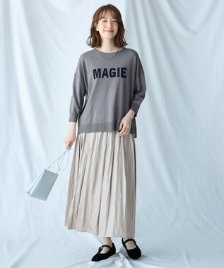 ANY L 【洗濯機可】インターシャロゴニット グレー