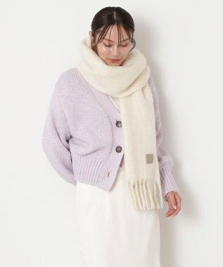 MOONBAT 【WEB限定】FURLA ウール混シャギー無地マフラー/幅40cm オフホワイト