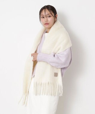 MOONBAT 【WEB限定】FURLA ウール混シャギー無地マフラー/幅40cm オフホワイト