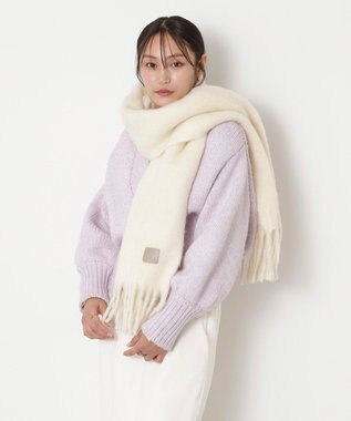 MOONBAT 【WEB限定】FURLA ウール混シャギー無地マフラー/幅40cm オフホワイト