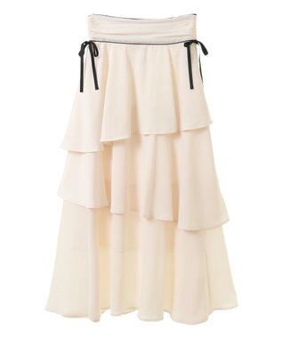earth music&ecology サイドリボンティアードスカート Ivory