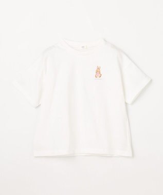 ANY KIDS 【綿100%】バックプリント オーバーサイズTシャツ オフホワイト×ウサギ