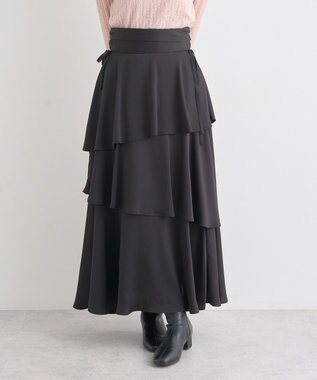 earth music&ecology サイドリボンティアードスカート Black