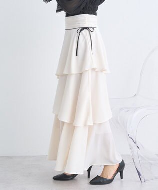 earth music&ecology サイドリボンティアードスカート Ivory