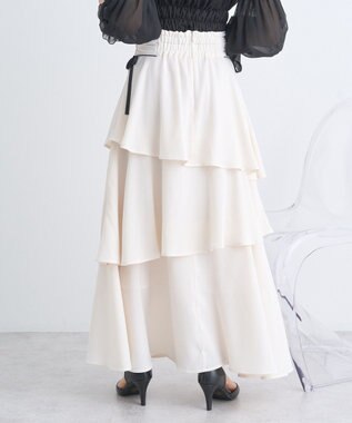 earth music&ecology サイドリボンティアードスカート Ivory
