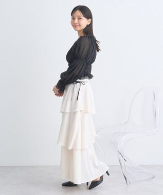 earth music&ecology サイドリボンティアードスカート Ivory